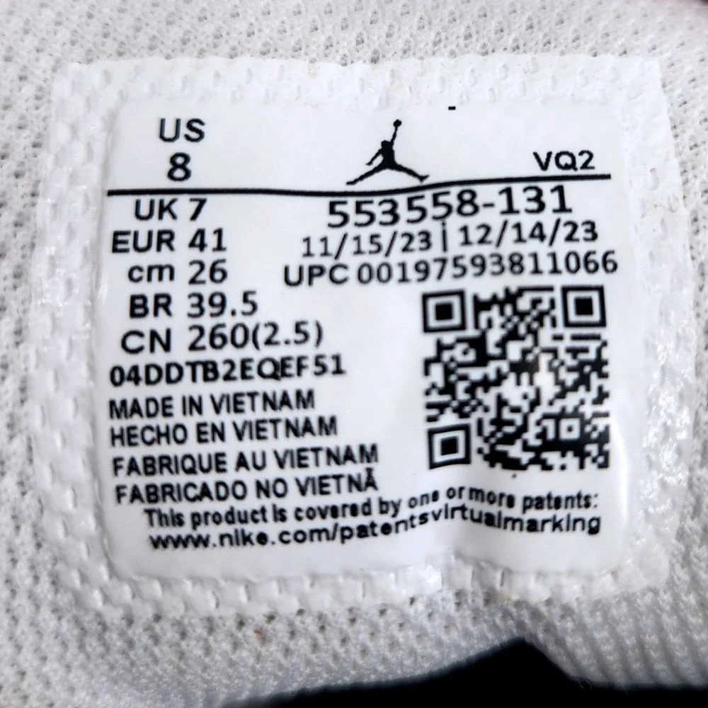 Nike Air Jordan 1 Low Green Glow Mens 8 White‎ Black 553558-131 Basketball Shoes
